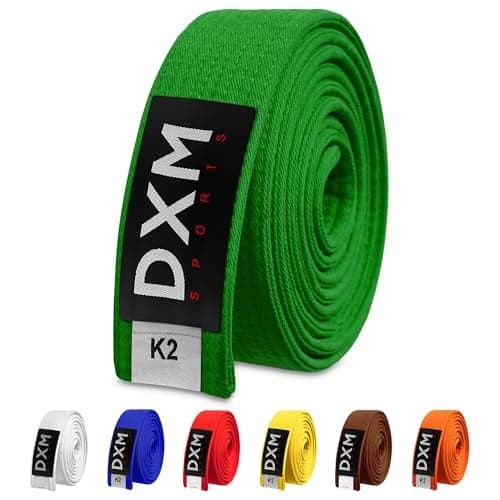 DXM SPORTS BJJ Jiu Jitsu Belt - Taekwondo Karate Belt - Martial Arts Uniform Ranking Judo Belt Double Stitched for Kids Adult (Green, 280cm)