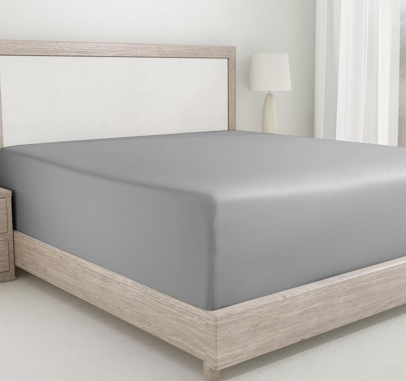California Design Den California King Fitted Sheet 400 Thread Count Deep Pocket 100 Cotton Sateen No PopOff Elastic Durable Fitted Sheet Only California King Light Grey