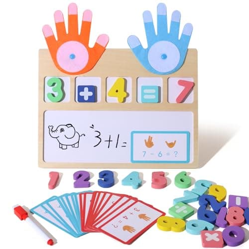 Montessori Math Board Toy DoubleSided Finger Counting Number Tracing Board Number Blocks Wooden Math Manipulatives for Kids Ages 36 Preschool Classroom Homeschool Educational Games