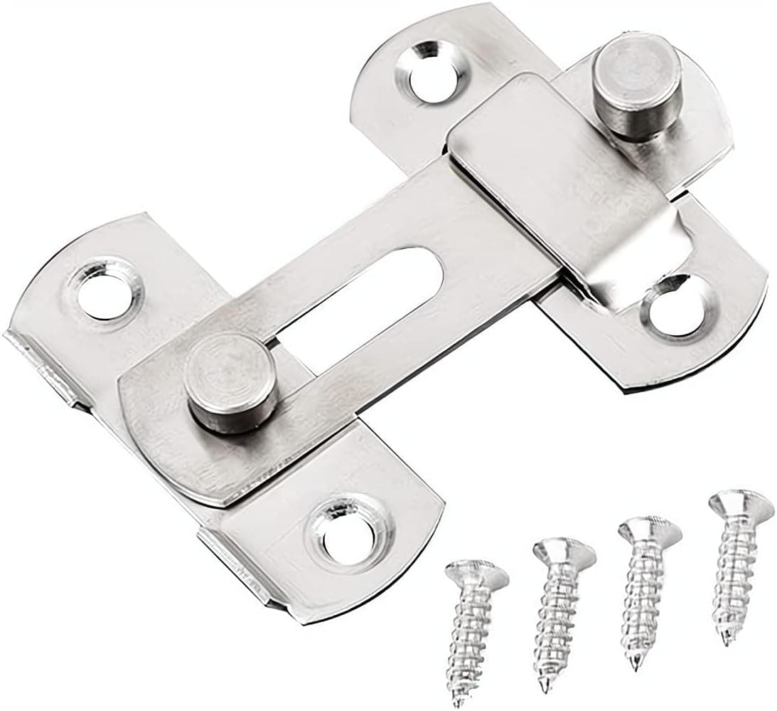 Safety Door Lock, Stainless Steel Flip Latch Gate Latches Bar Latch Hasp Lock Sliding for Window Cabinet Room Accessorries, Brushed Finish