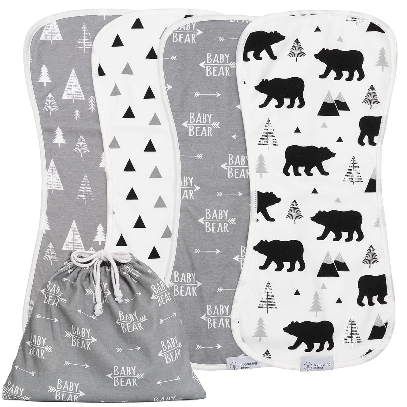 Organic Burp Cloths for Baby Boys and Girls with Bag XLarge Absorbent Burping Clothes Newborn Towel Milk Spit Up Rags Burpy Cloth Bib for Unisex Boy Girl Baby Bear Woodland 4 Pack