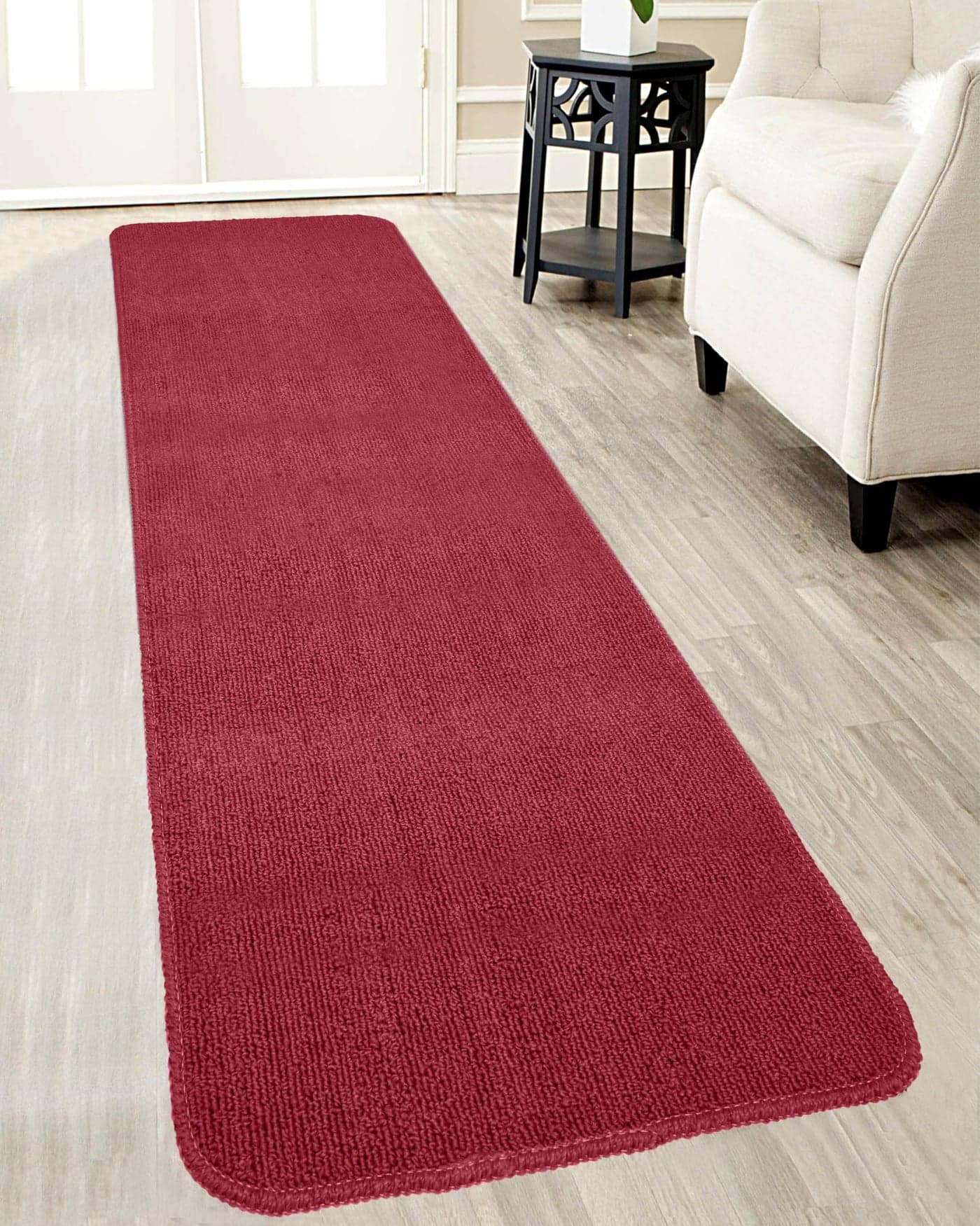Saral Home Maroon Polypropylene Anti Skid Runner - 43X180 Cm