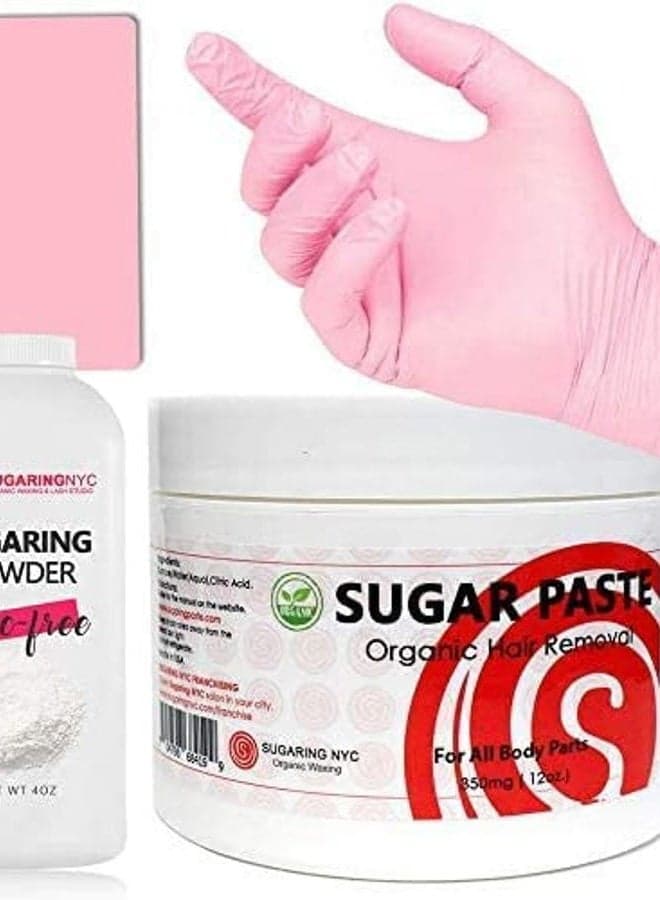 Bikini Sugaring Brazilian hair removal Package with Paste, Drying Powder, Applicator, Gloves by Sugaring NYC