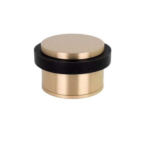 EVI Herrajes Adhesive Door Stop Threaded Base W11in H08in Matte Finish Brass Silicone Black Rubber Simple Fixation 100 Functional Mod I10328