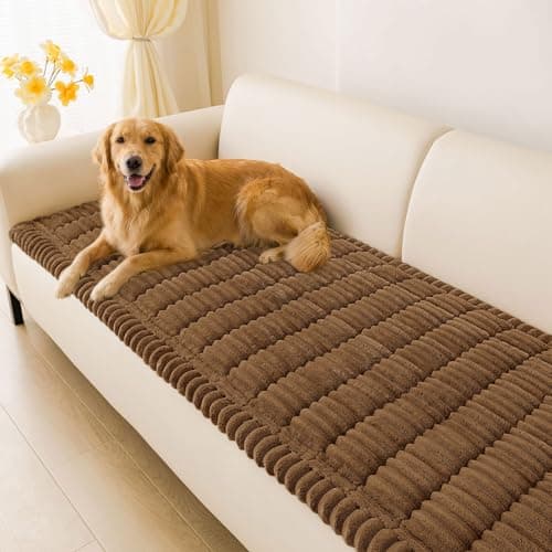 hyha Couch Covers for Dogs Washable, Non Slip Plush Dog Sofa Protectors, Fuzzy Pet Couch Covers for 3 Cushion Sofa Pet Friendly (Brown, 27.6" x 70.9")