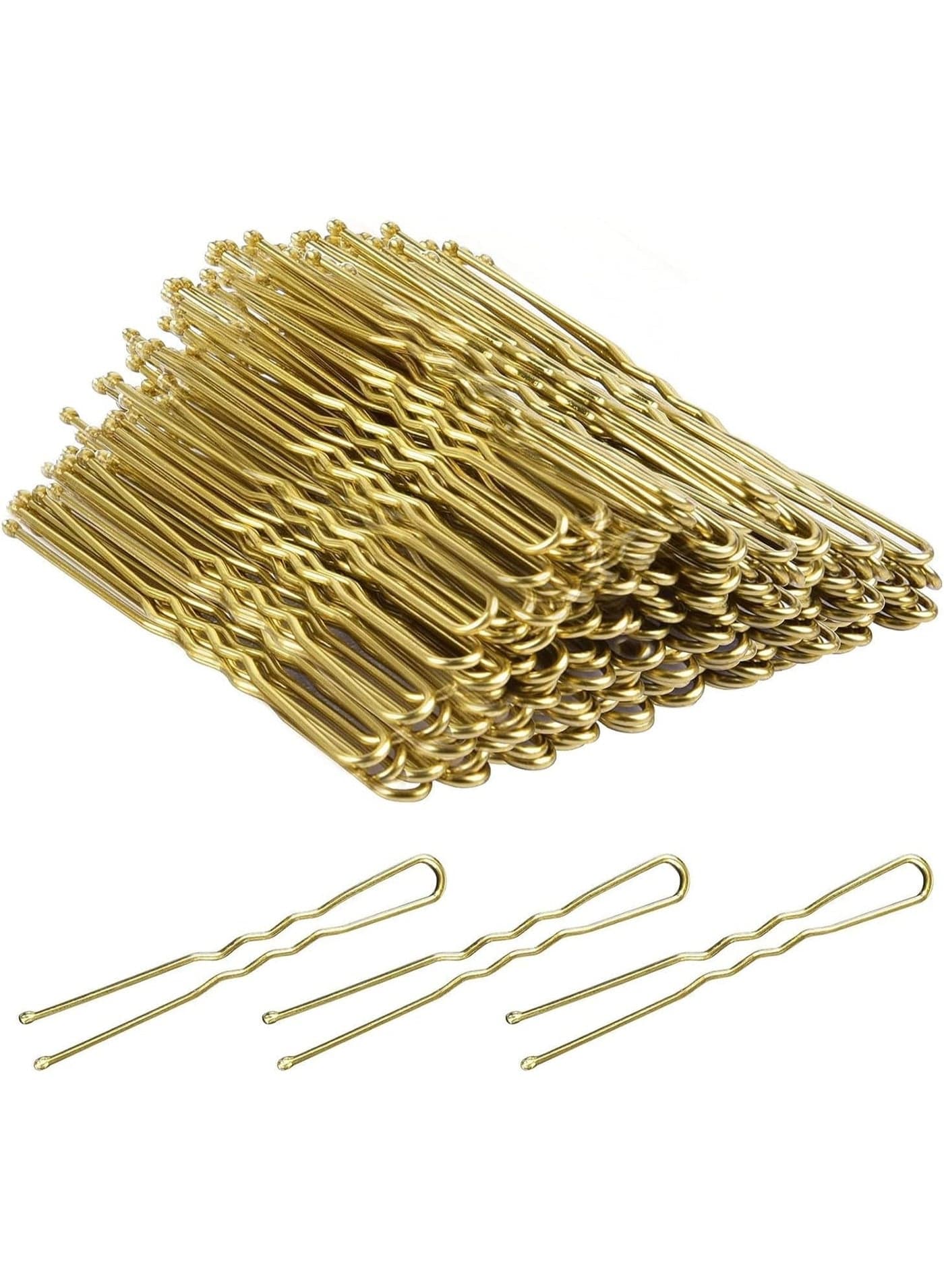 100 Pcs Hair Pins Set, Metal Wavy Hair Clips, Long Hair Bobby Pins, Styling Decoration, Including Storage Box, Wave Design, Not Easy to Break and Fade, for Women Girls, Golden