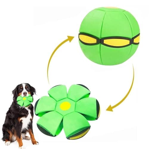UFO Magic Balls, Pet Toy Flying Saucer Ball With 3 Lights, Creative Doggy Disc Ball Stomp, Portable Decompression Flying Flat Throw Dog Balls Toy for Childrens Kids Medium Dogs Outdoor Sports (Green)