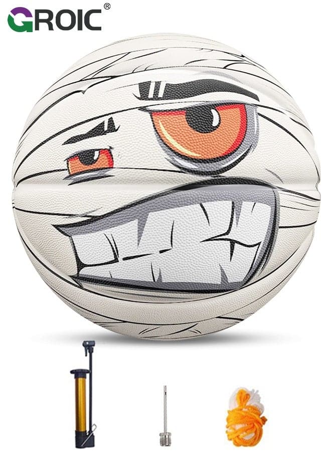 Official Size 7 Basketball - Graffiti Design Durable Rubber Training Ball for Men/Women, Outdoor Basketball Premium Elasticity/Grip Rubber Basketballs, Made for Indoor Outdoor Basketball Games