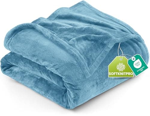 Utopia Bedding Fleece Blanket Twin Size Washed Blue 300GSM Luxury Anti-Static Fuzzy Soft Microfiber Bed Blanket (60x80 Inch)
