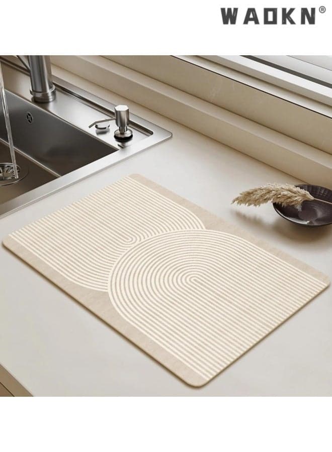 Dish Drying Mat - Coffee Mat, Coffee Maker Mat for Countertops, Absorbent Dish Drying Mat for Kitchen Counter, Under Coffee expresso maker Coffee Machine Dish Rack, Diatom mud anti slip pad , easy to clean , 40*60cm.