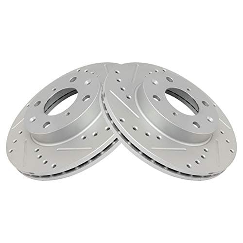 TRQ Front Performance Brake Rotors Set Premium G-Coated Cross Drilled & Slotted Compatible with 1990-2000 Honda Civic 1993-1997 Civic del Sol 1990-1991 CRX
