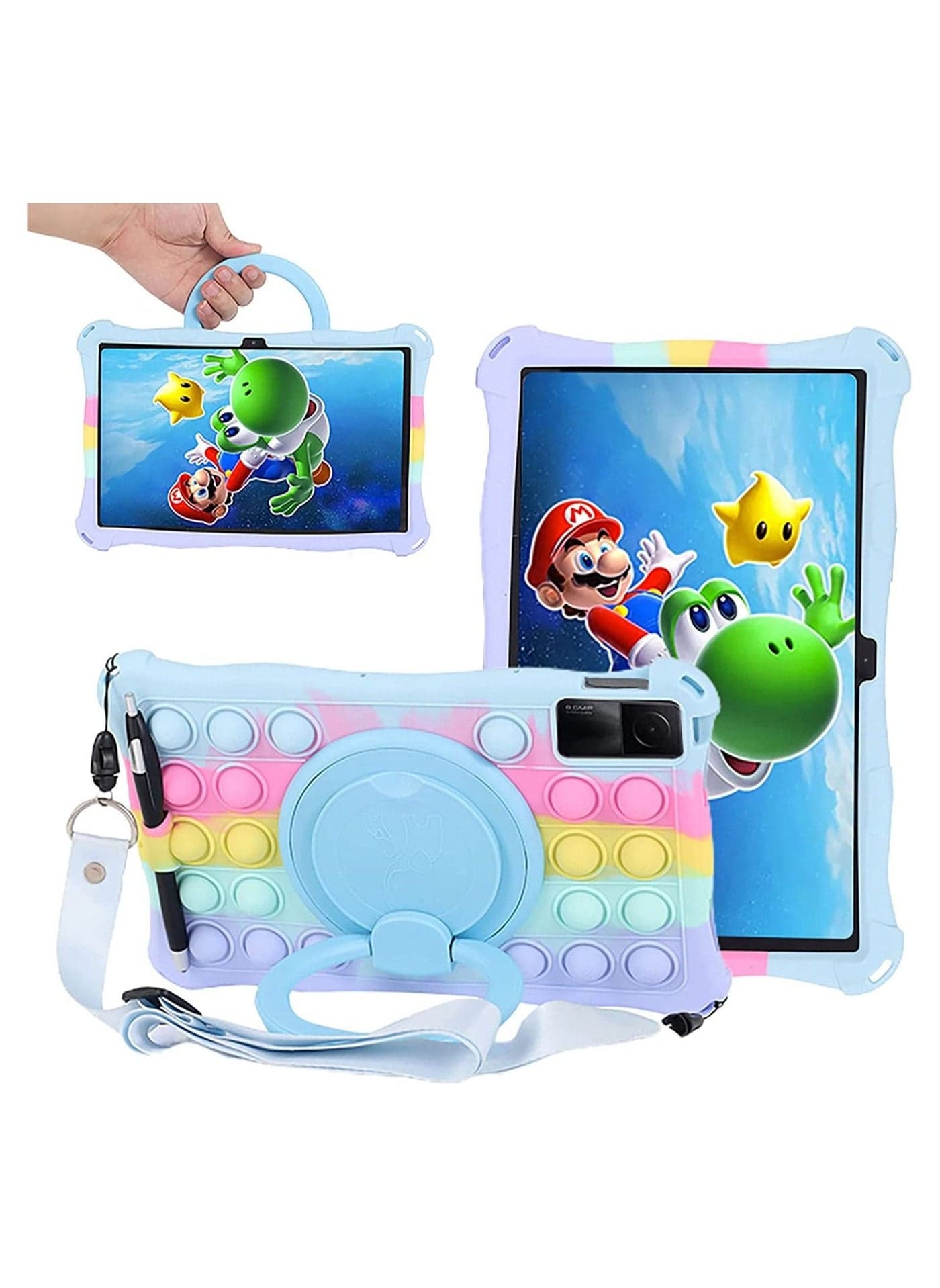 Case Compatible with Mi Redmi Pad 10.61 Inch 2022 Rotating Handle Kickstand Silicone Shockproof Cover with Shoulder Strap Pencil Holder Stylus