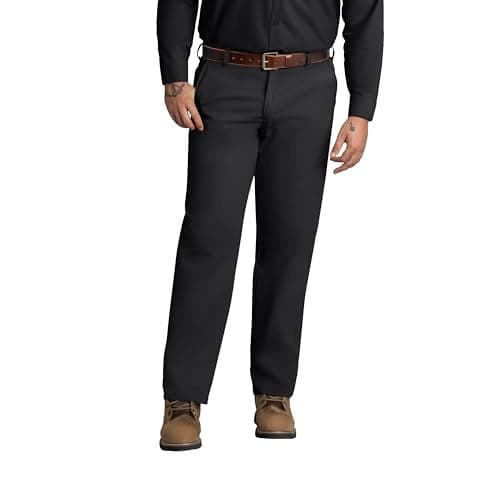 Red Kap Men's Stain Resistant, Flat Front Work Pants, Black, 36W x 30L