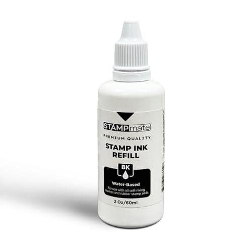 Stampmate Premium Refill Ink for Self-Inking Stamps and Stamp Pads - 2 oz. Bottle (Black)