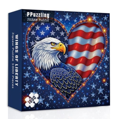 American Bald Eagle Puzzles for Adults 1000 Pieces Patriotic Flag Heart Jigsaw Puzzles United States Bird Puzzle