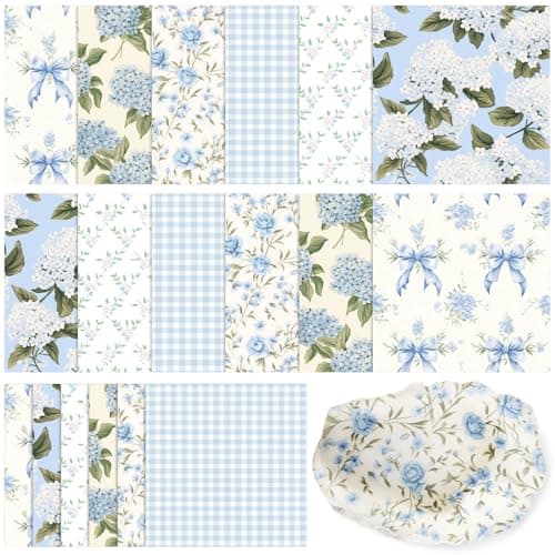 Yexiya 36 Sheet 6 Style Light Blue Hydrangea Paper Napkins for Decoupage Decorative Cocktail Napkin for Summer DIY Crafting Project Furniture Home Party Table Decor Unfolded 13 x 13 Inch