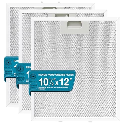 W10169961A Range Hood Grease Filter – 5-Layer Aluminum Mesh Vent Hood Filter, 10.5" x 12", Fits Whirlpool Range Hood, KitchenAid, Jenn-Air – Replacement for W10875058, W11245983 (3-Pack)