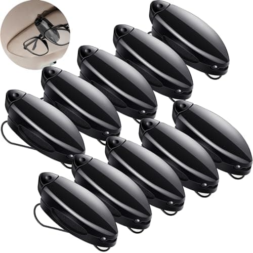 Frienda 10 Pieces Auto Car Vehicle Sun Visor Clip Holder for Sunglasses Glasses Holder Hanger Eyeglasses Mount Ticket Card Clip Car AccessoriesBlack