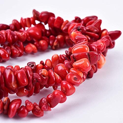 Red Coral Chip Beads 58mm Irregular Shaped Tumbled Chips Stone Loose Bead for Jewelry Making 1 Strand 32