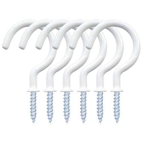yuntop 12 Pack Vinyl Coated Ceiling Hooks, Multi-Function Wall Hooks for Indoors Outdoors (White, 1-1/4 Inch)