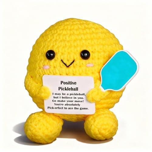 Pickleball Gifts Crochet Positive Support Pickle Ball Handmade Emotional Cheer Support Funny Gifts for Friend Coworker Birthday Christmas Stocking Stuffer White Elephant Under 10 Dollars