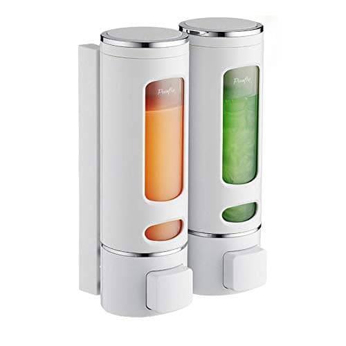Pixaflo Elix Liquid Sanitizer Shower Gel Dish Wash Soap Dispenser for Bathroom Kitchen 400 ml Capacity Wall Mounted White Pack of 2 Plastic