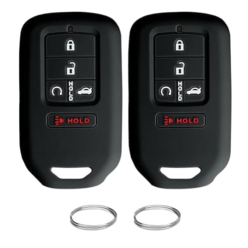 QBUC 2Pcs for Honda Key Fob Cover fits for Honda Accord Civic CRV CRV Pilot Passport Insight EX EXL Touring Car Key Protection Case Silicone Rubber Accessories BlackBlack 5 Buttons