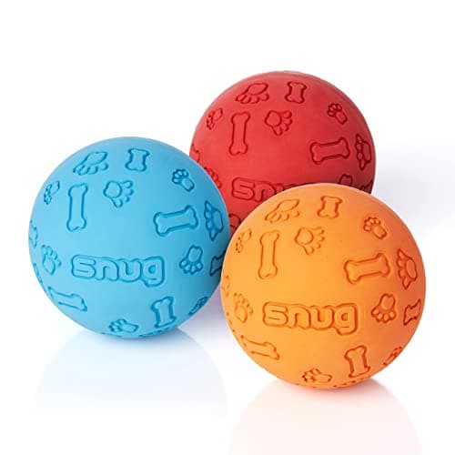 Snug Rubber Dog Balls for Small and Medium Dogs Tennis Ball Size Virtually Indestructible 3 Pack Classic