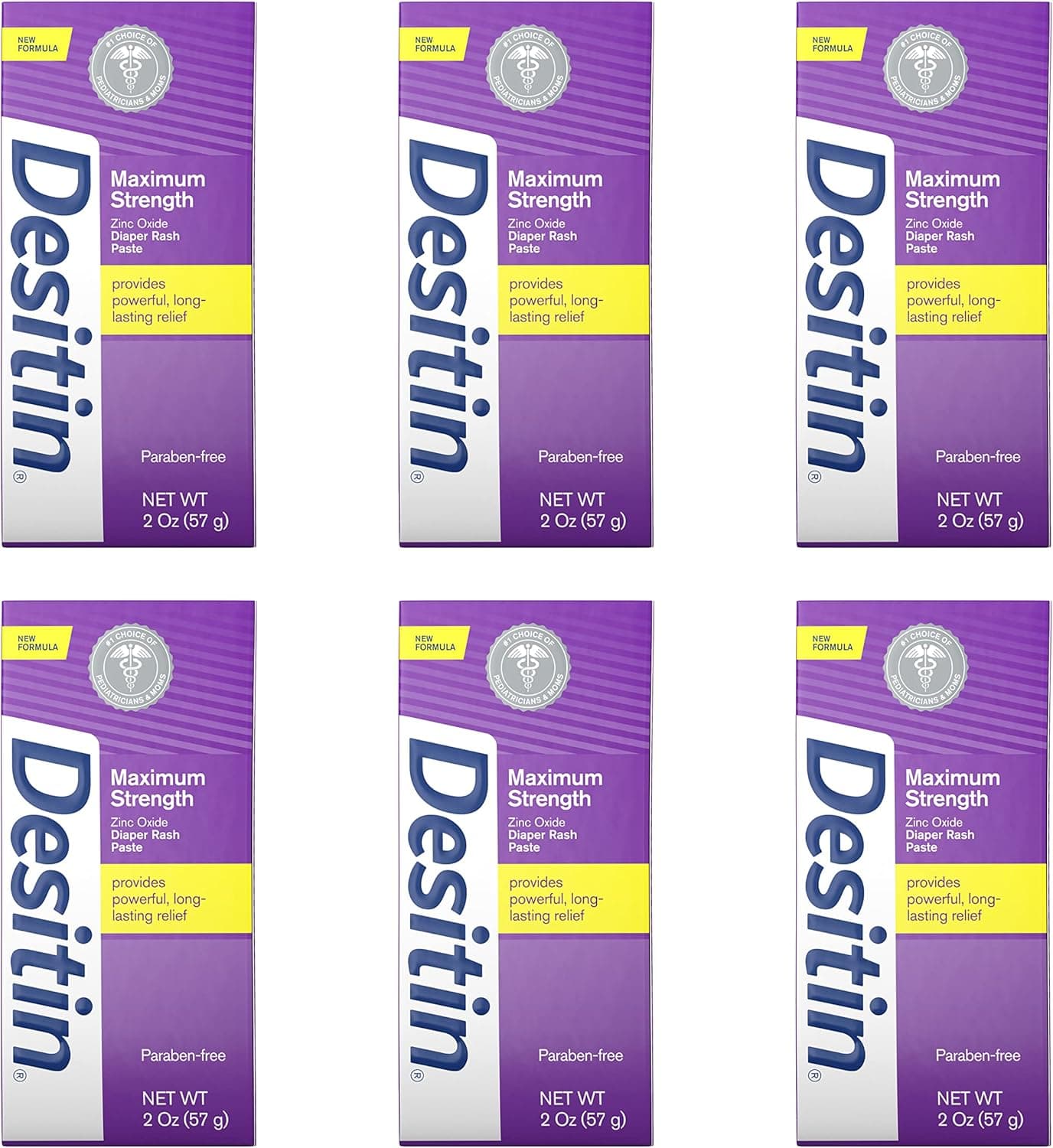 Desitin Maximum Strength Baby Diaper Rash Cream with 40 Zinc Oxide for Treatment Relief Prevention Hypoallergenic Phthalate ParabenFree Paste Travel Size 2 oz Pack of 6