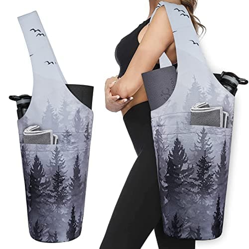 Yoga Mat Bag with Large Size Pocket and Zipper Pocket Long Tote Fit Most Size Mats - Holds More Yoga Accessories Cloud Forest