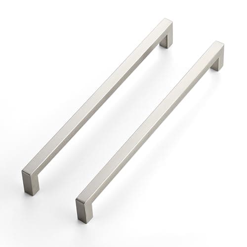 JOY DECOR 8 Pack Cabinet Handles10 Inch Brushed Nickel Cabinet PullsKitchen Cabinet Handles Square Drawer Pulls Stainless Steel Drawer Hardware Handles 256mm Hole Centers