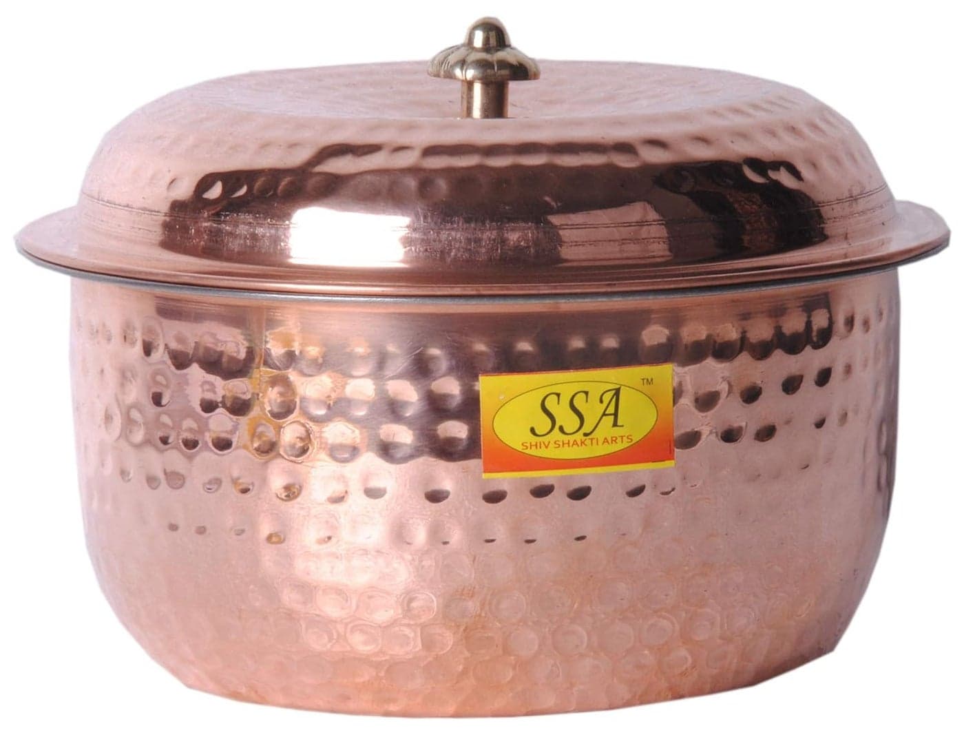 SHIV SHAKTI ARTS Handmade Pure Copper Handi Casserole Hammered desgined with lid Homeware Hotelware Dinnerware Kitchenware Home dcor Purpose Volume1000 ml