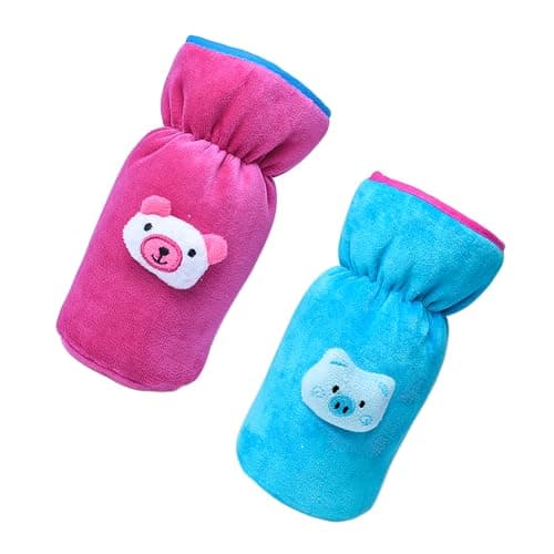 THE LITTLE LOOKERS Bottle Cover for Philips Avent/Wide Neck Feeders Soft Plush Stretchable Baby Feeding Bottle Cover with Easy to Hold Strap (Blue & Pink, Wide Neck 240-330ml/8-11OZ)