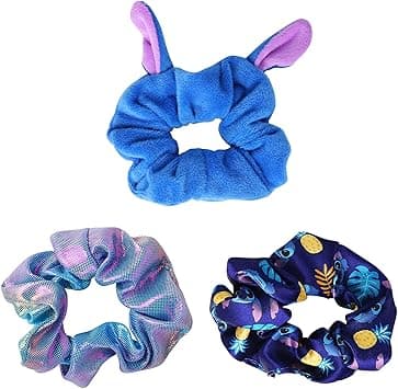 Disney Lilo Stitch Blue Pink Purple 3pc Hair Scrunchie Set VE700267L
