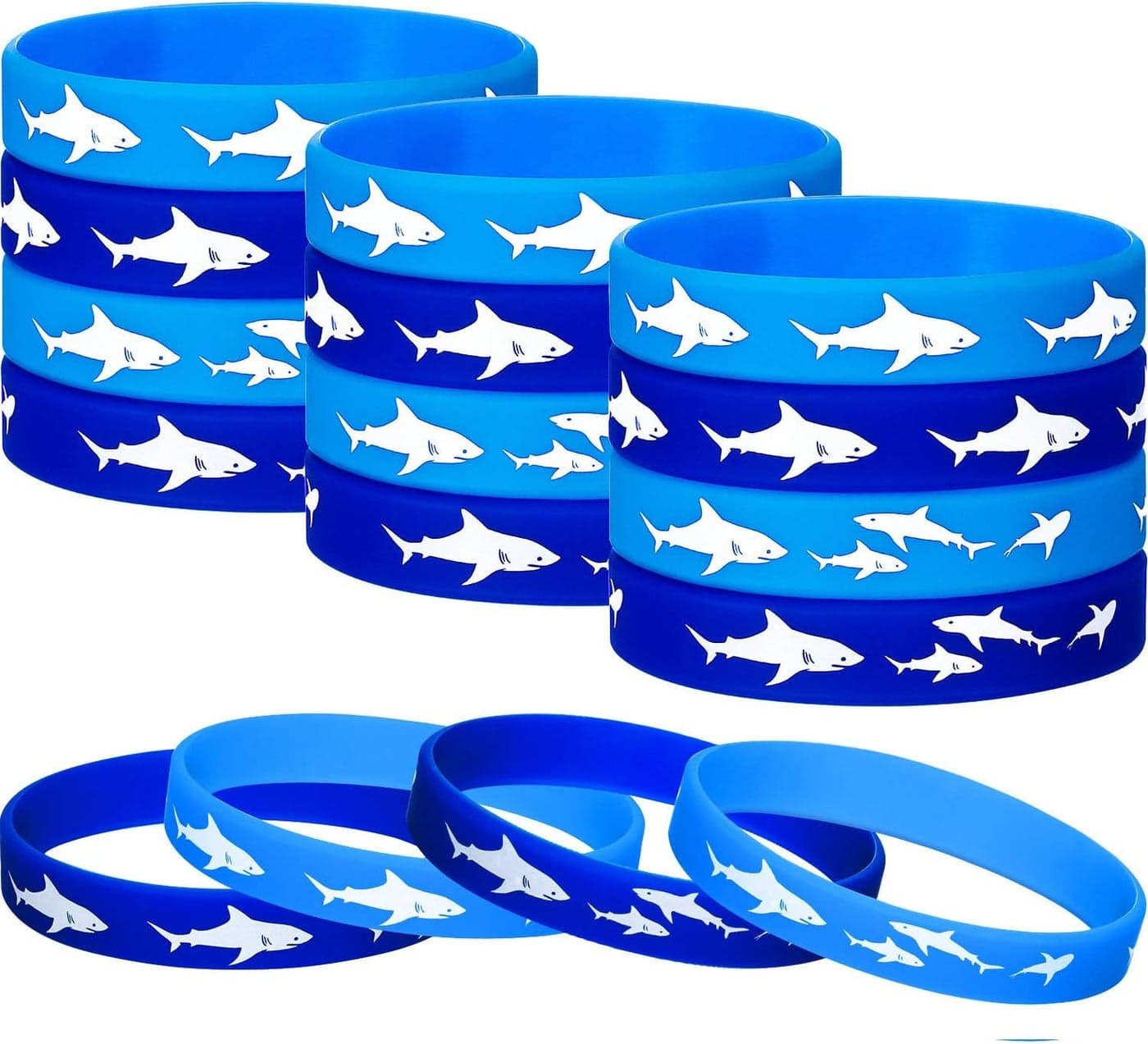 meekoo 24 Pcs Shark Party Favors Rubber Wristbands Bracelet Under The Sea Shark Birthday Party Favors Supplies Gift Decorations Delicate