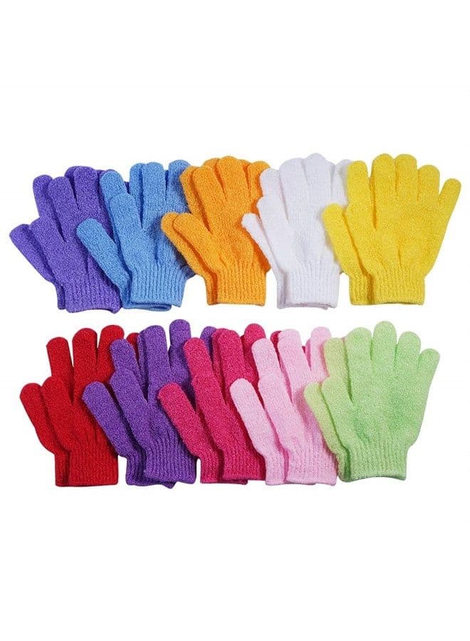 10 Pairs Exfoliating Gloves,Made of 100% Nylon,10 Colors Double Sided Exfoliating Gloves for Beauty Spa Massage Skin Shower Body Scrubber Bathing Accessories.