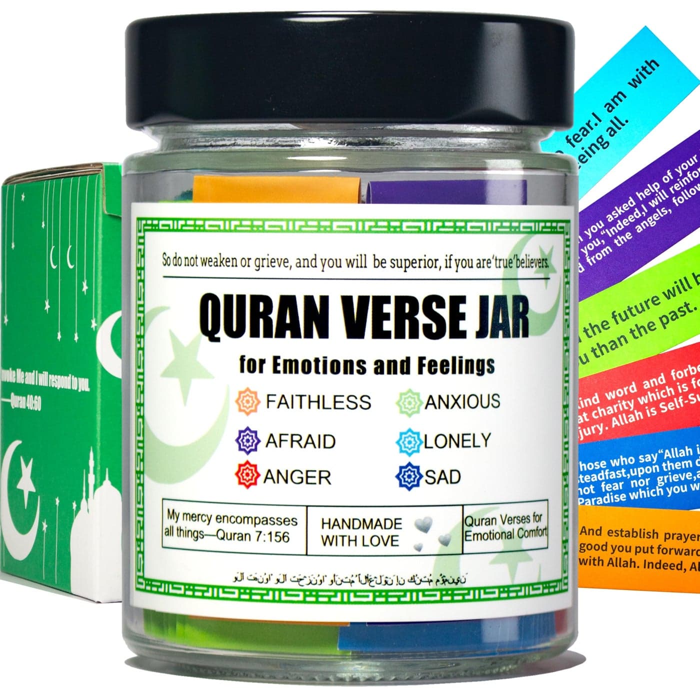 Quran Verse Jar for Spiritual Comfort Islamic Gifts for Women Men Kids Muslim Friends Ramadan Decorations Ramadan Eid GiftsQuran Prayers Gratitude Verses in English Islamic Decor