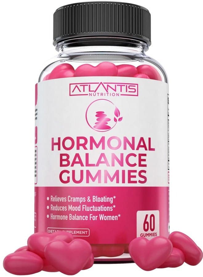 Hormonal Balance for Women & PMS Relief Gummies - Alleviates Cramps, Bloating, Mood Swings, Hot Flashes & Night Sweats - Cranberry, Dong Quai & Chasteberry Menstrual Cramp Relief
