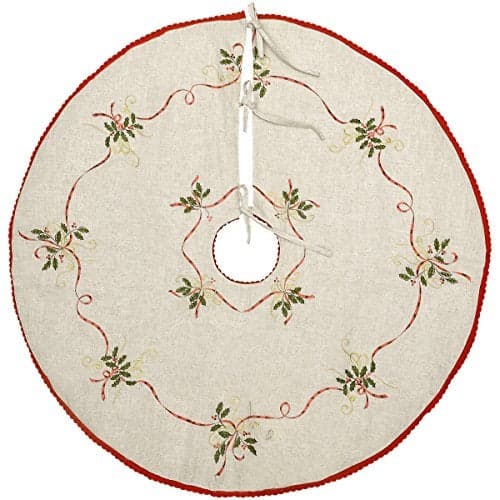 Grelucgo Embroidered 54 Inches Christmas Holiday Large Tree Skirt for 811 Feet Tree Double Thickness