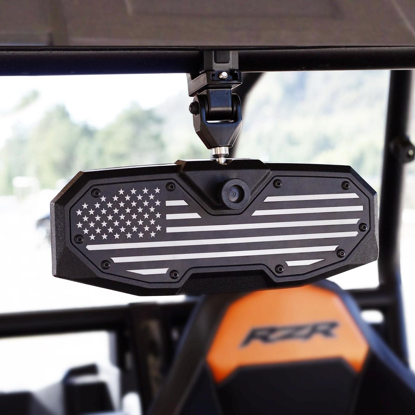 Esploratori UTV Rear View Mirror2025 New Flag UTV MirrorsHigh Density 360 Adjustable Angle for 15 to 20 in Round Roll CageCompatible with Polaris RZRPioneer SXSKawasaki Mule KRXCan Am X3