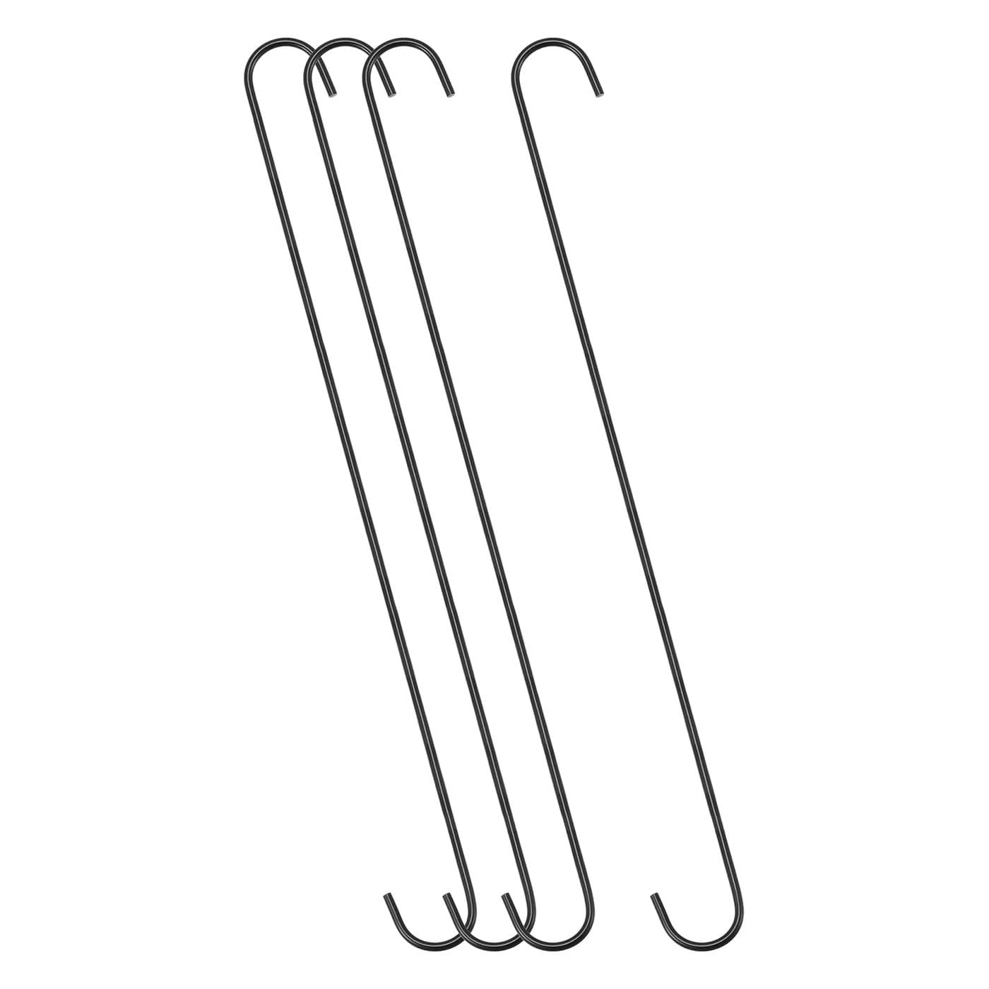 uxcell S Hanging Hooks 20inch500mm Extra Long Steel Hanger Indoor Outdoor Uses for Garden Bathroom Closet Workshop Kitchen Black 4Pcs