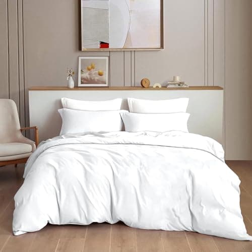 DECOMIZER Plain Solid Glace Cotton King Size Duvet Cover II Razai II Quilt Cover for Double Bed with Zipper Closure - Soild White