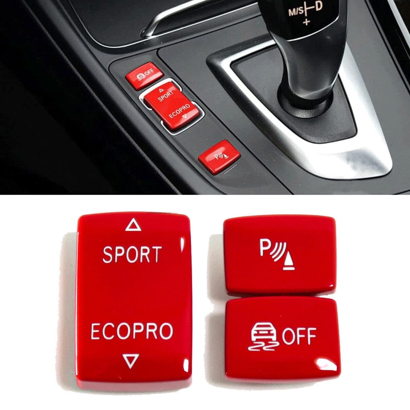YUNHECAM 3pcs ABS Gear Panel Shift ESP Sport Radar Button Cover Trim Replace Part Compatible with BMW 1 2 3 4 Series F20 F22 F30 F32 2013 2014 2015 2016 2017 2018 2019
