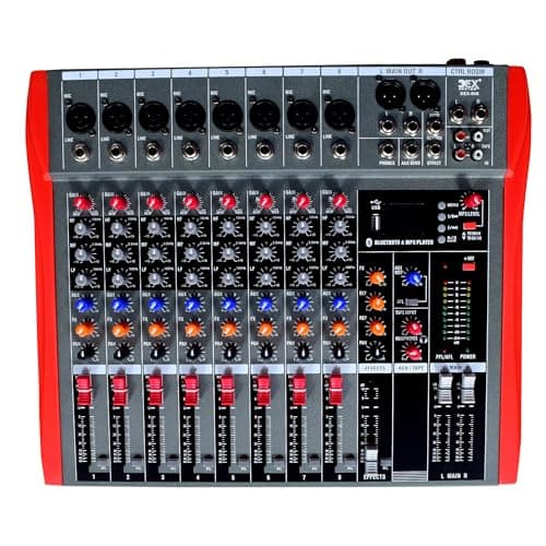 kh 8 Channel Mixer for PC Recording Sound Controller Audio Interface with Digital Effect Studio Mixer with 48V Phantom Power RCA Input XLR