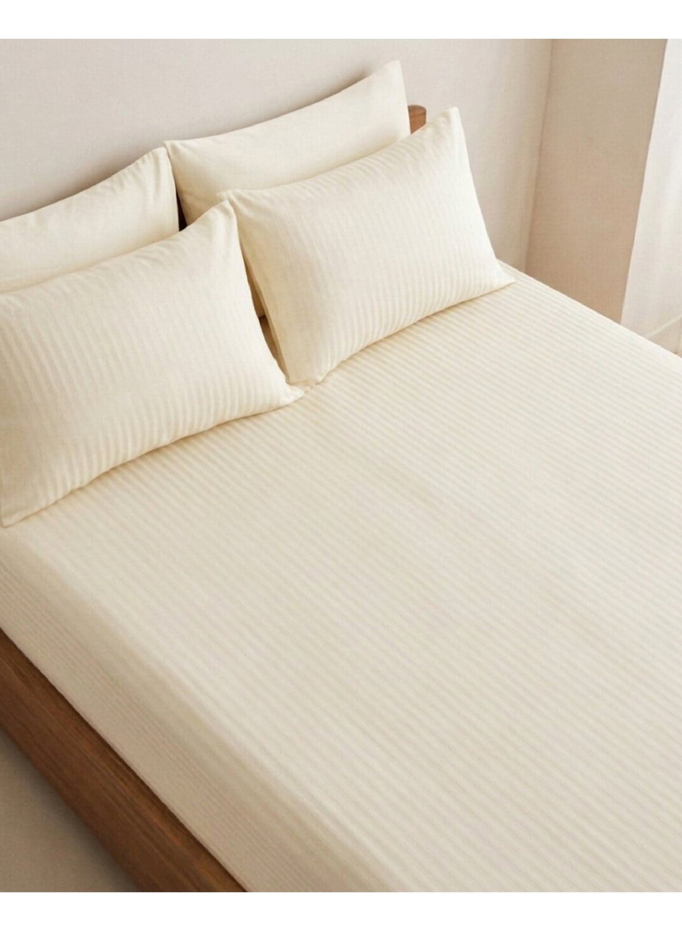 Elega Decor 210TC Cotton Satin Single Strpies Bed Sheet Set 2PC | Soft Breathable Satin Flat Sheet 180x260 cm | 1 pillowcase 50x75 cm | OEKO-TEX & ECAS Certified