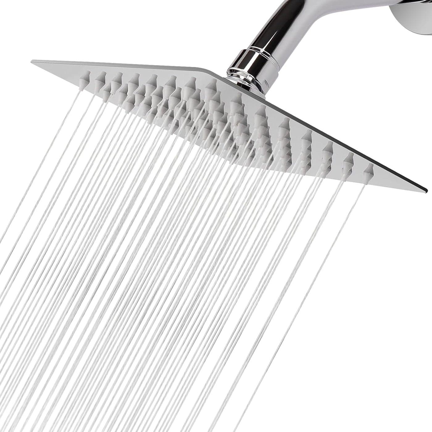 Nearmoon Rain Shower Head, High Flow Stainless Steel Square Rainfall Showerhead, High Pressure Design, Awesome Shower Experience Even At Low Water Flow (6 Inch, Chrome Finish)