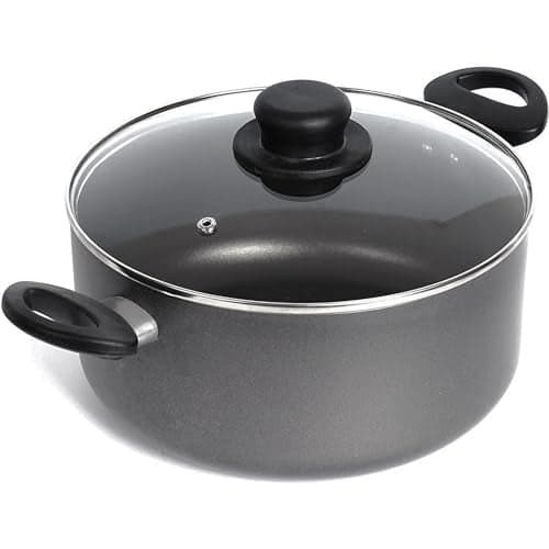 Homatz Stock Pot 8L 28cm Large Saucepan NonStick Cooking Pot with Glass Lid Soup Pot Aluminum Casserole Pot Heat Resistant Handles Stock Pot 28 cm