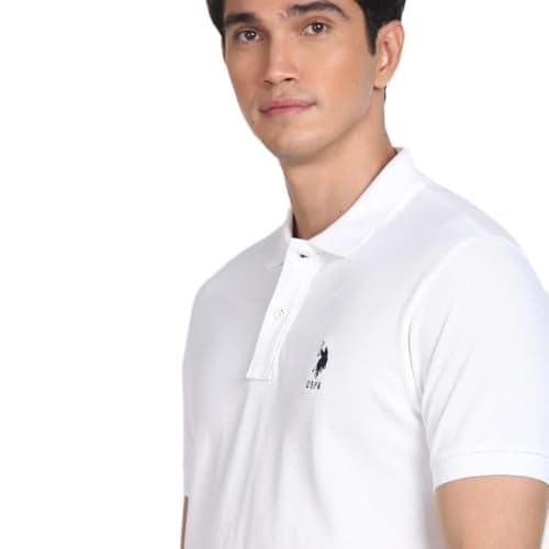 U.S. POLO ASSN. Solid Slim Fit Polo T Shirts for Men - 100% Cotton, Half Sleeve Mens Tshirt - XXL, White