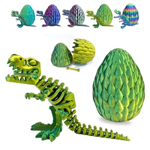 utosday Easter Eggs Filled with Dinosaur Toys 3D Printed Animals Mystery Crystal Dragon Egg with Articulated Tyrannosaurus Rex Easter Basket Stuffers Fidget Toy for Adults Kids YellowGreen