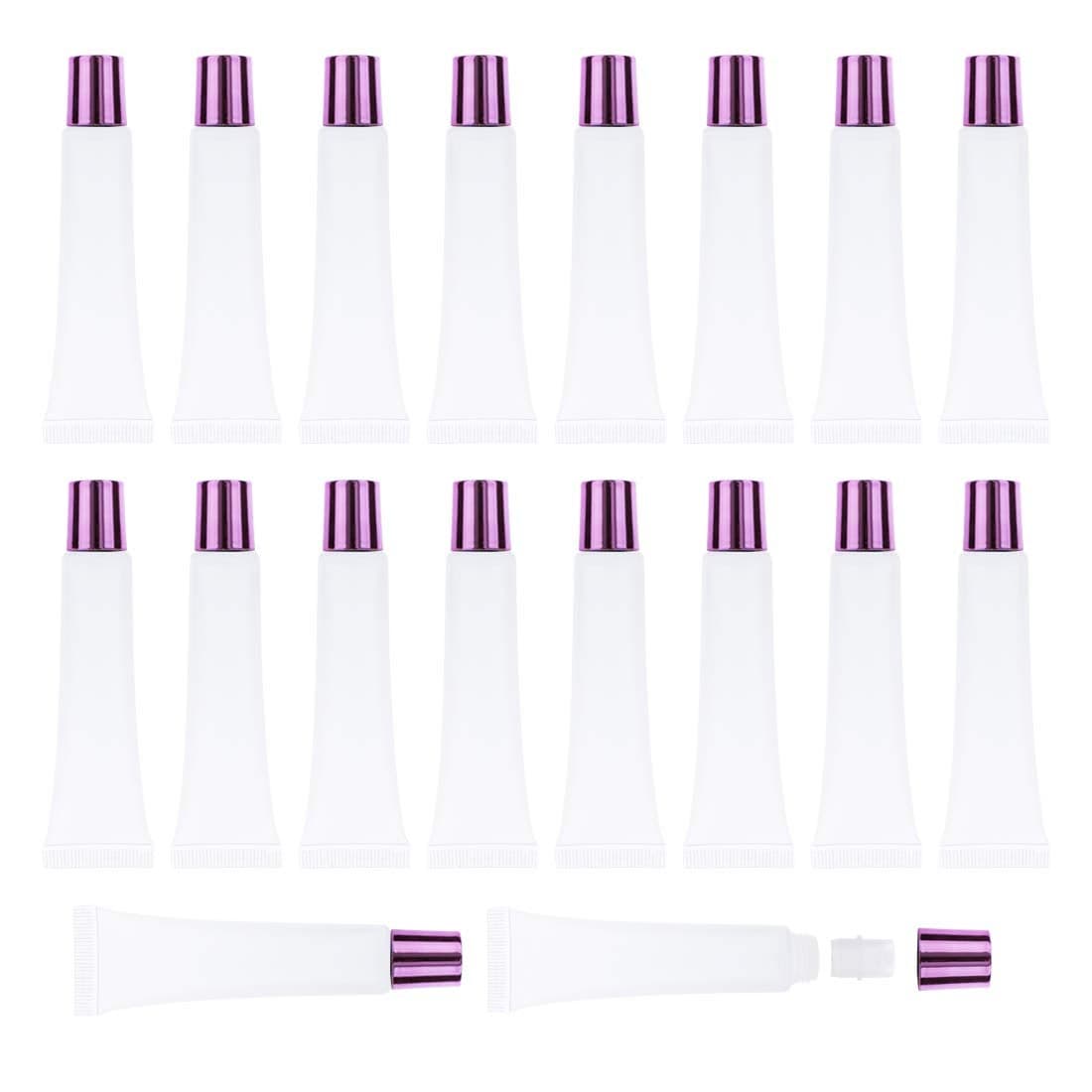 AJLTPA 50Pcs 15ml Lip Gloss Squeeze Tubes Pink Purple Lip Gloss Containers Empty Refillable Soft Clear Tubes for DIY Lipgloss Balm Cosmetic Pink Purple